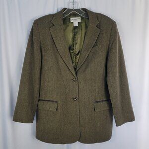 Vintage Pendleton Wool Blazer Size 12 Olive Green with Yellow Flecks Flap Pocket